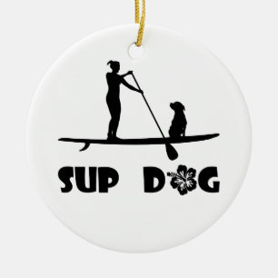 SUP Hundesitzen Keramik Ornament