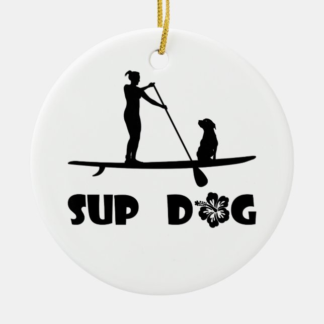 SUP Hundesitzen Keramik Ornament (Vorne)