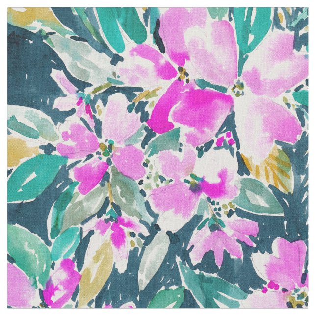 SUP-KUMPEL Hartriegel-BlumenAquarell Stoff (Nahaufnahme)