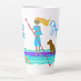 SUP Life Illustrated Mädchen mit Hund Milchtasse
