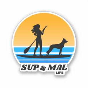 SUP & Mal Life Malinois Gir Standup Paddleboarding Aufkleber