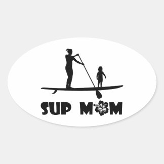 SUP-Mama Ovaler Aufkleber