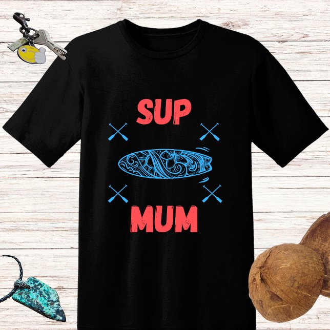 SUP Mum - Paddelbrett aufstehen, blau und rosa T-Shirt (Von Creator hochgeladen)