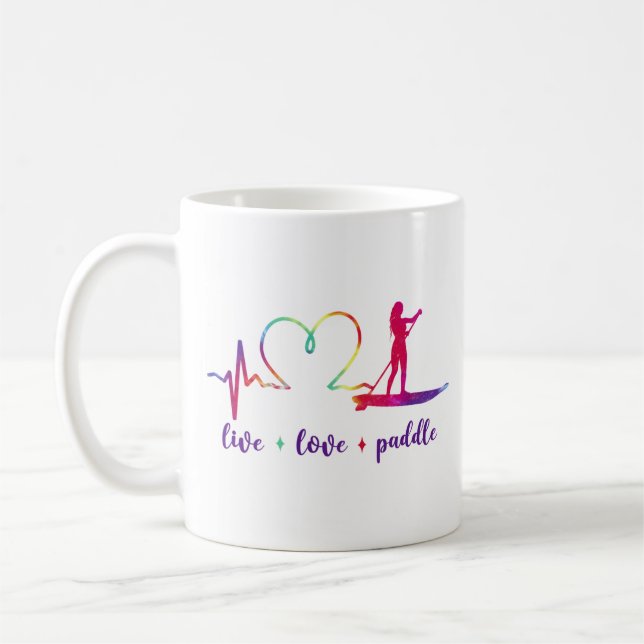 SUP Paddleboard Live Liebe Paddle Girl Heartbeat Kaffeetasse (Links)