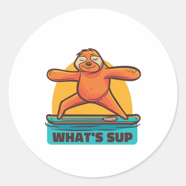 SUP SLOTH Standup Paddel Runder Aufkleber (Vorderseite)