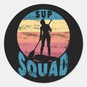 SUP Squad Stand Up Paddling Paddle Board Vintage Runder Aufkleber