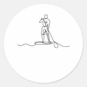 SUP Stand up Paddel One Line Art Runder Aufkleber