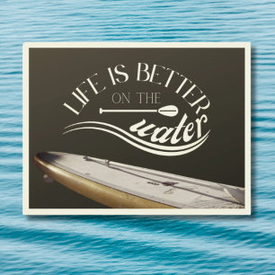 SUP steht oben paddelnd sepia retro Postkarte