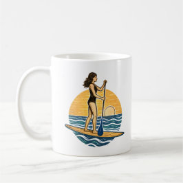 SUP Sunset Paddle | Blue Beach Paddleboard Graphic Kaffeetasse