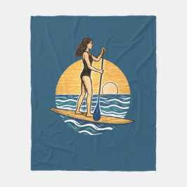 SUP Sunset Paddleboard | Blue Coastal Life Graphic Fleecedecke