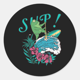 Sup-Surfing Stand Up Paddle Paddling Frosch-Surfin Runder Aufkleber
