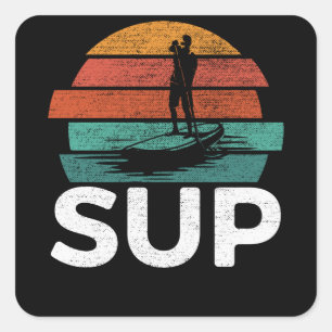 Sup Vintage Retro Stand Up Paddling Surfbrett Quadratischer Aufkleber