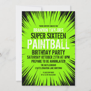 Super 16 Paintball-Party Einladungen