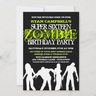 Super 16 Zombie-Party Einladungen