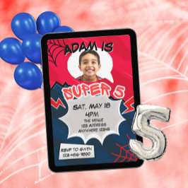Super 5 Red Black Web Comic 5. Geburtstag Einladung