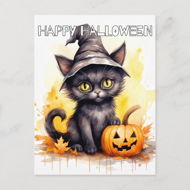 Super Adorable Little Halloween Kitten Postkarte (Vorderseite)