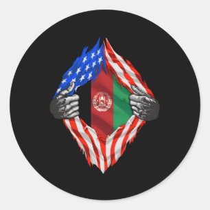 Super Afghan Heritage Afghanistan Roots Usa Flag Runder Aufkleber