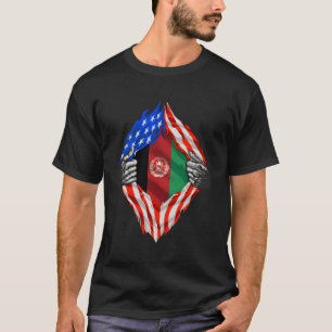 Super Afghan Heritage Afghanistan Roots Usa Flag T-Shirt