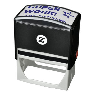 "SUPER ARBEIT!" + Teacher Name Rubber Briefmarke Permastempel