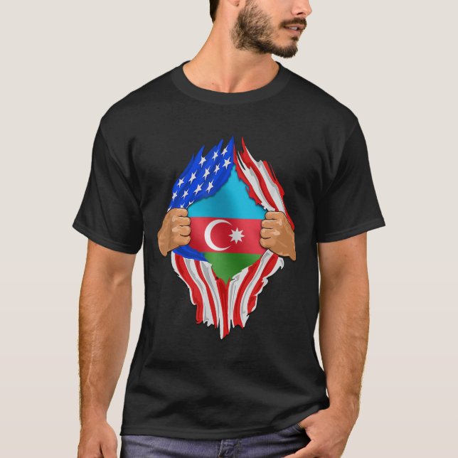 Super Aserbaidschan Erbe Aserbaidschan Roots USA F T-Shirt (Vorderseite)