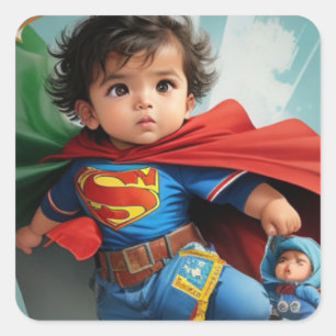 Super Baby 1 Quadratischer Aufkleber