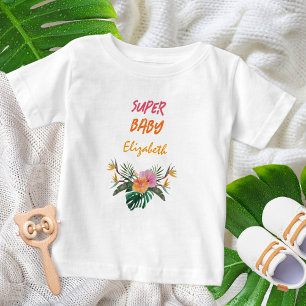 SUPER BABY Tropical Parrot Watercolor Babydusche Baby T-shirt
