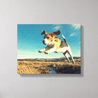 Super Beagle Dog - Premium Wrapped Canvas Leinwanddruck