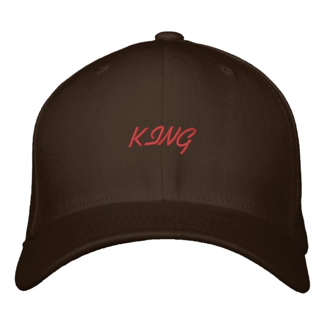 Super bequemer Basic Flexfit Woll King Text Bestickte Baseballkappe (Vorderseite)
