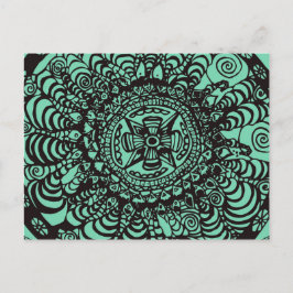Super Black und Green Aztec Mandala Postkarte