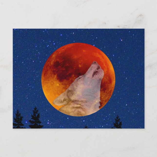 Super Blood Wolf Moon 2019 Postkarte (Vorderseite)