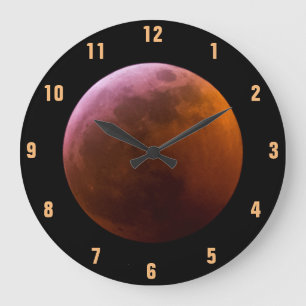Super Blood Wolf Moon - Total Lunar Eclipse Große Wanduhr