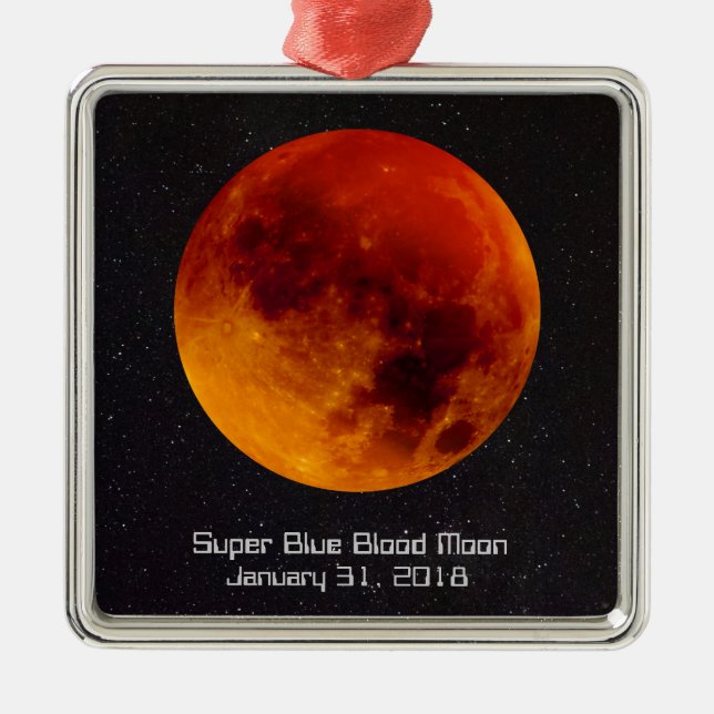 Super Blue Blood Moon 2018 Ornament Aus Metall (Vorne)