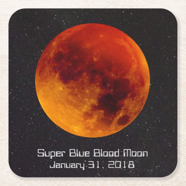 Super Blue Blood Moon 2018 Rechteckiger Pappuntersetzer (Vorderseite)