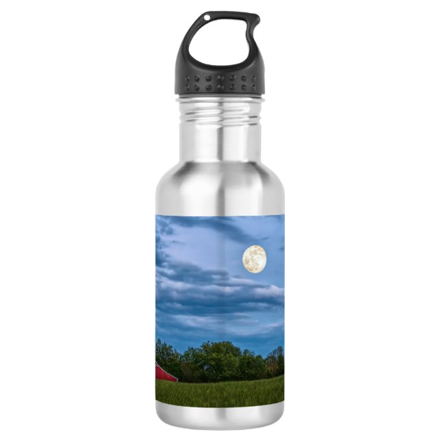 Super Blume Moon über einer Barwasserflasche Edelstahlflasche (Vorderseite)