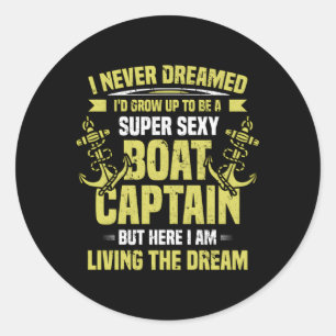 Super Boat Captain Sailor Boat Runder Aufkleber