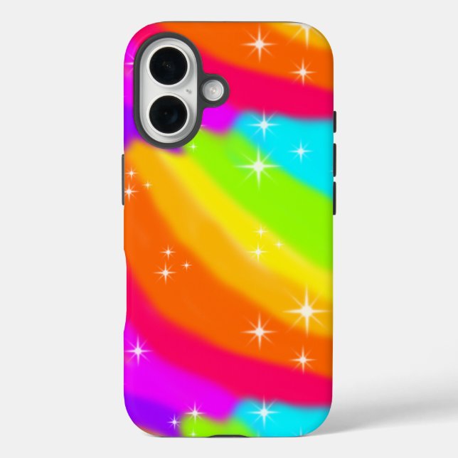 Super Bright Neon Rainbow Shiny Glitzern Case-Mate iPhone Hülle (Rückseite)