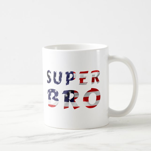 Super Bro und die amerikanische Flagge Kaffeetasse (Rechts)