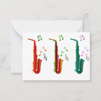 Super bunte Saxophone Jazz Flat Note Card