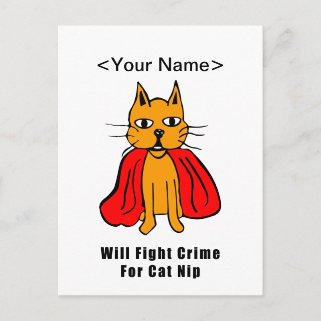 Super Cat Fight Crime For Catnip ( Name hinzufügen Postkarte (Vorderseite)