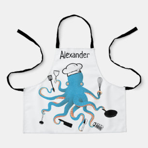 Super Chef Blauer Oktopus Personalisieren Schürze