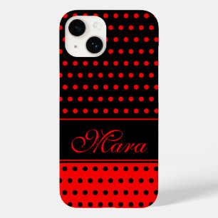 Super Chic Red and Black Polka Dots, Individuelle  Case-Mate iPhone 14 Hülle