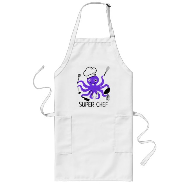 Super Chief Purple Octopus Personalize Long Apron Lange Schürze (Vorne)