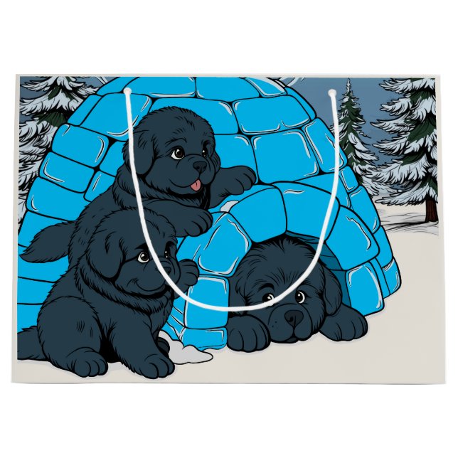 Super Chill Newfundland Welpe Große Geschenktüte (Vorderseite)