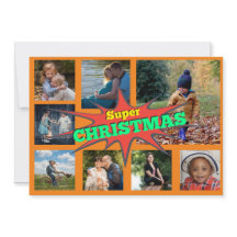 Super Christmas Comic Family Collage Urlaubskarte