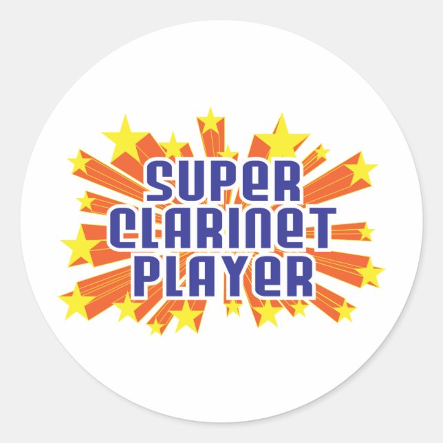 Super Clarinet Player Runder Aufkleber (Vorderseite)