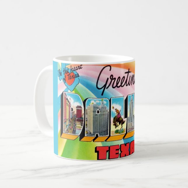 Super Colorful Dallas Texas Kaffeetasse (Vorderseite Links)