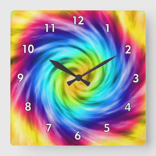 Super Colorful Whirlpool Quadratische Wanduhr (Vorderseite)