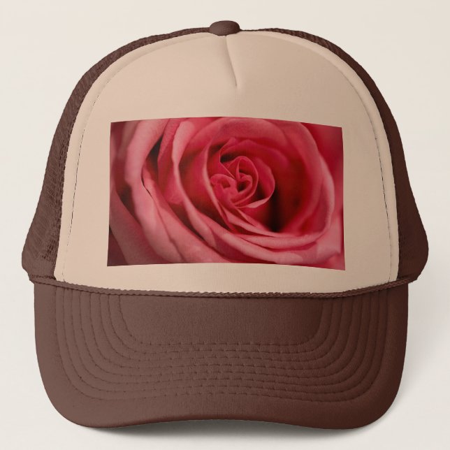 Super Cool Big Pink Rose Custom Printing Tan Brown Truckerkappe (Vorderseite)
