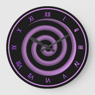 Super Cool Black and Lavender Spiral  Wall Clock Große Wanduhr