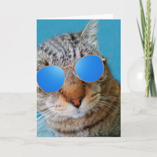 Super Cool Cat Birthday Karte (Vorderseite)
